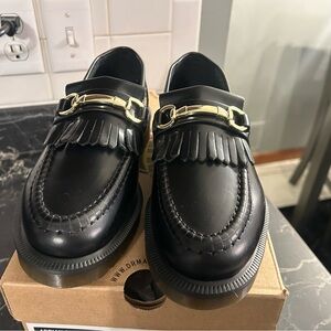 Dr. Martens Black Loafers with Gold Accents